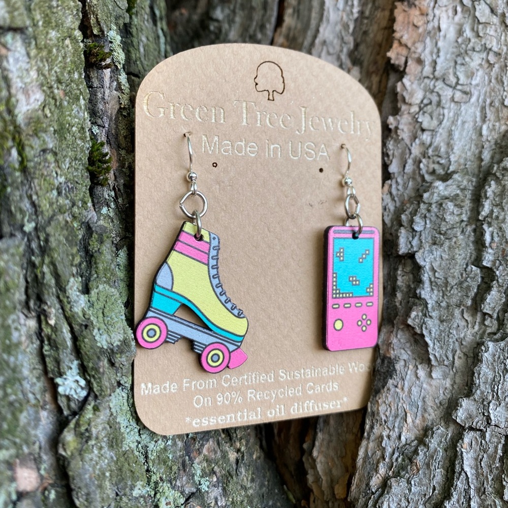 80’s Retro Skate and Game earrings “NEW.”